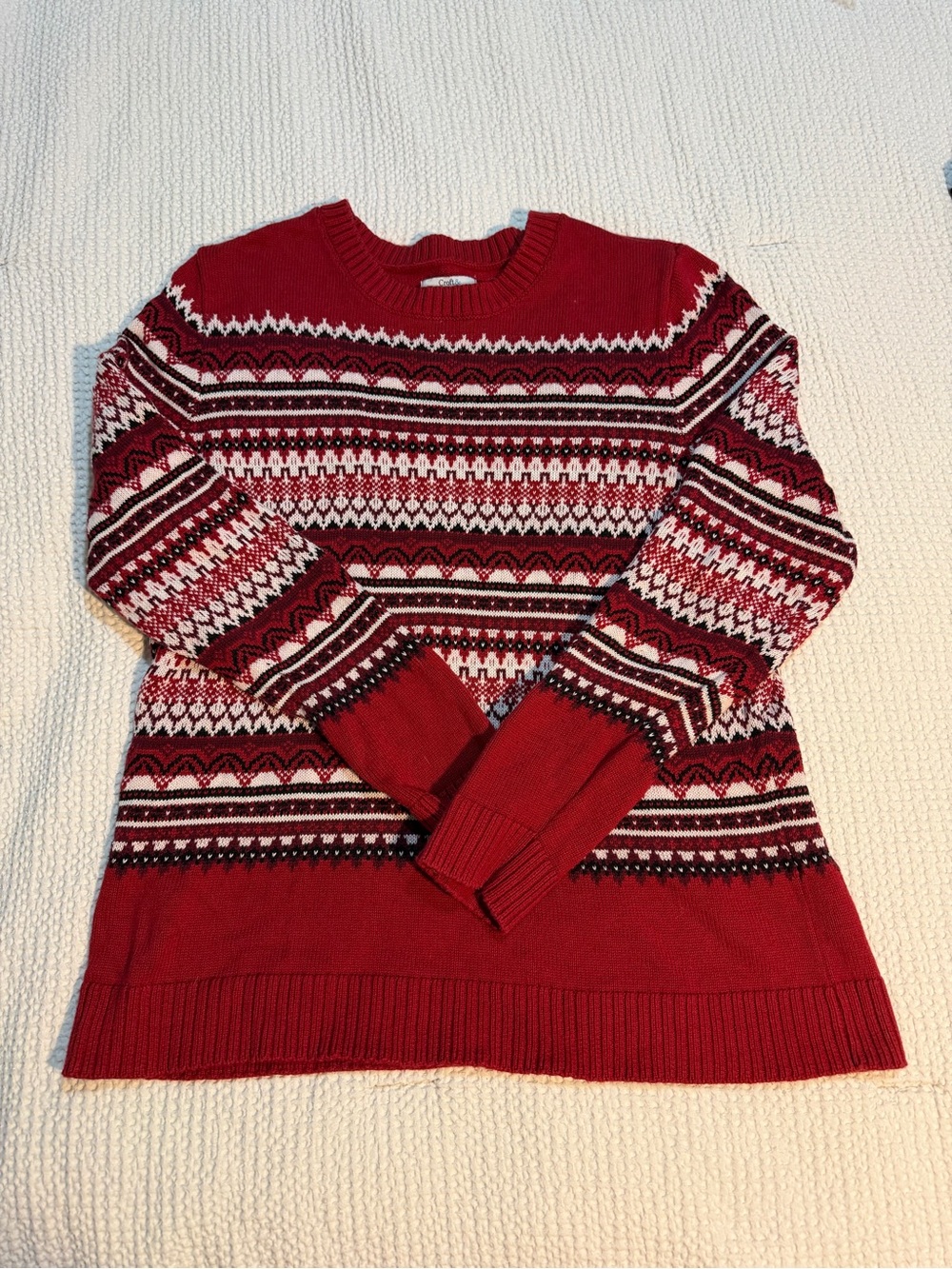 croft & barrow Red Fair Isle Crewneck Sweater